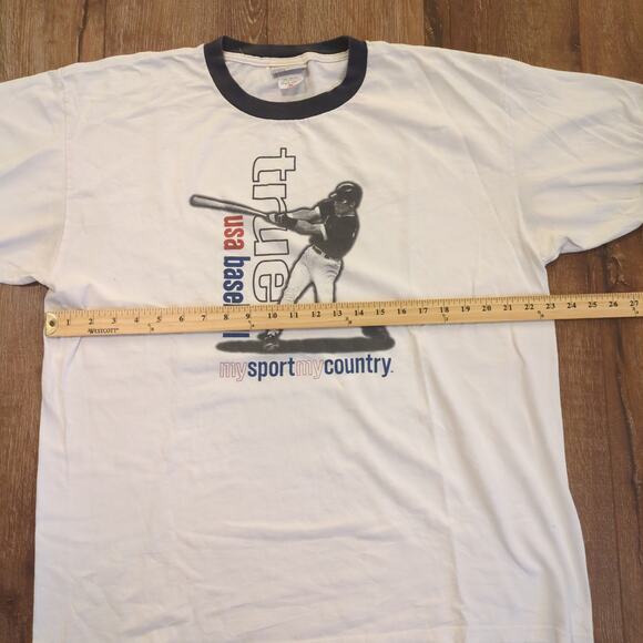 VTG Walt Disney World True USA Baseball Adult XL Ringer Shirt 90s Epcot Country - Picture 6 of 10